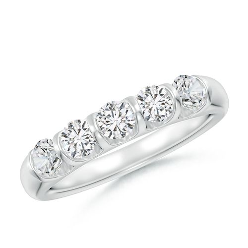 Angara 0.73 Carat Bar Set Five Stone Round Diamond Wedding Ring for Her in 14K White Gold