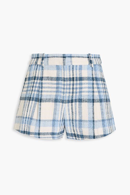 Checked cotton-blend tweed shorts
