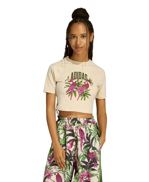 Women's x Farm Rio Cropped Short-Sleeve T-Shirt - Beigekhaki
