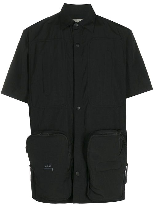 Short sleeved snap fastened shirt - Black