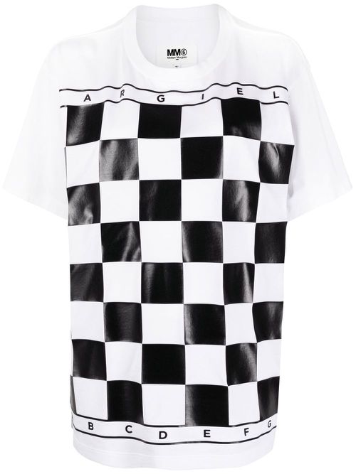 Checked short-sleeve T-shirt - White