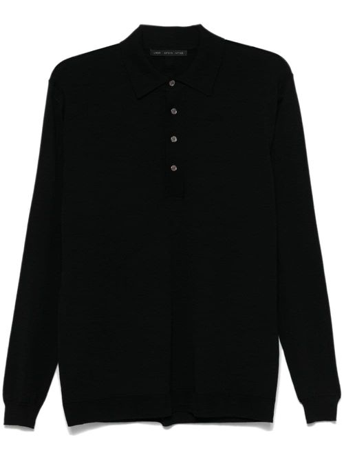 Merino-wool polo shirt - Black