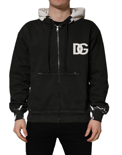 Logo-Embroidered Cotton Hoodie — Black