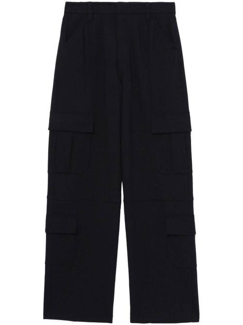 Cargo-pocket concealed-fastening straight trousers - Black