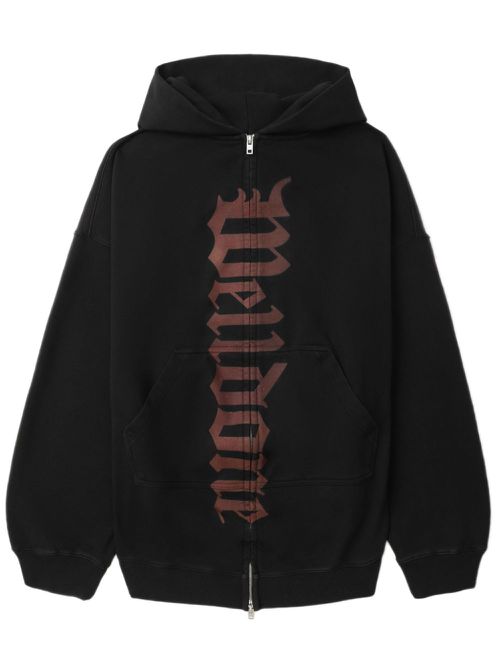Logo-print zipped hoodie - Black
