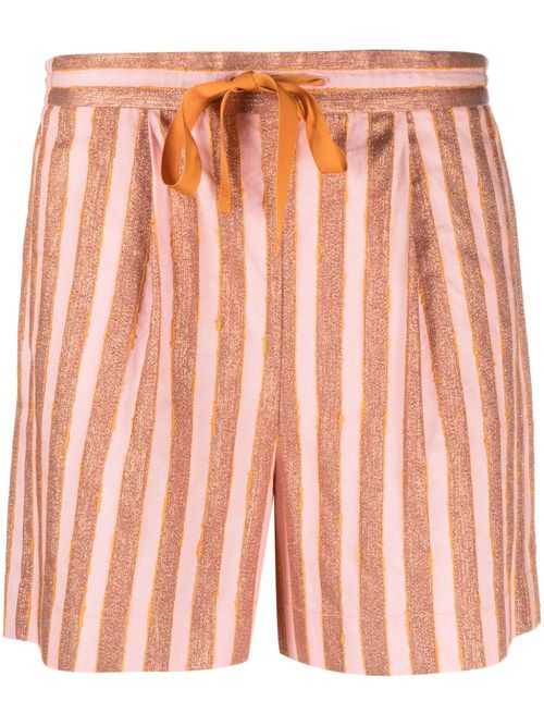 Metallic-threading striped shorts - Pink