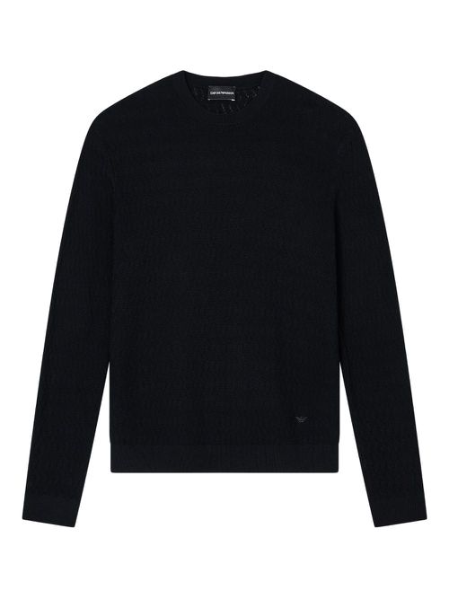 Textured crew-neck sweater - Black