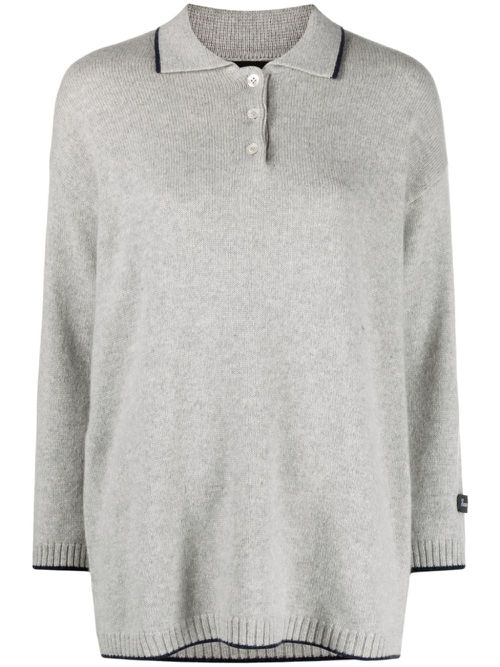 Logo-embroidered polo collar jumper - Grey