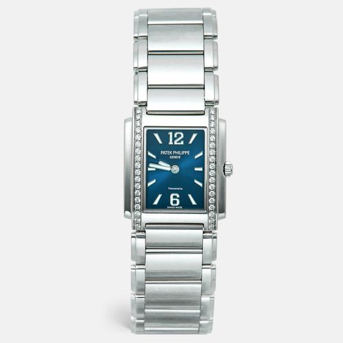 Patek Philippe Twenty-4 4910/1200A-001 Blue Tiffany & Co Dial Diamonds Stainless Steel Women's Wristwatch