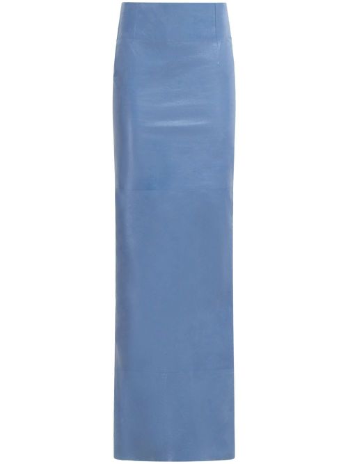 Rear-slit leather maxi skirt - Blue