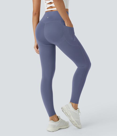 UltraSculpt™ SoCinched High Waisted Butt Lifting Tummy Control Pocket Shaping Workout Leggings  - Silent Blue