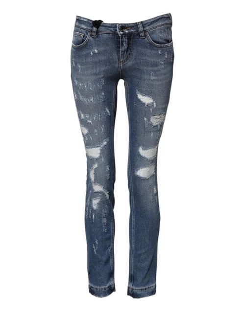Distressed Skinny Denim Jeans — Blue