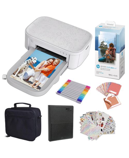 Sprocket Studio Plus 4x6&#x201D; Instant Photo Printer, Gift Bundle w/Case & More - White