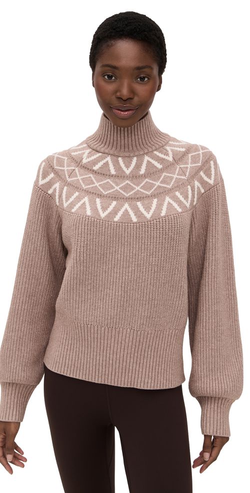 Marcie Fair Isle Yoke Knit Sweater Light Taupe