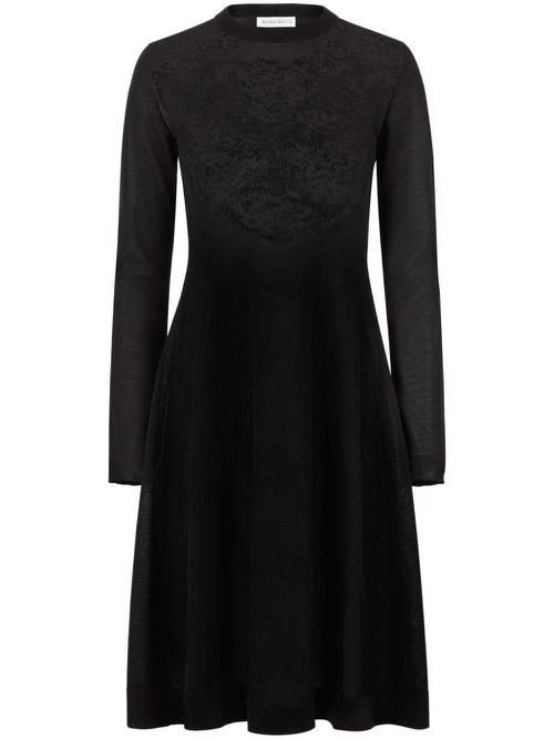 Lace-detailing midi dress - Black