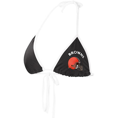 Women's G-III 4Her by Carl Banks Black Cleveland Browns Perfect Match Bikini Top