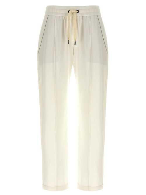 Cotton-Blend Joggers — White