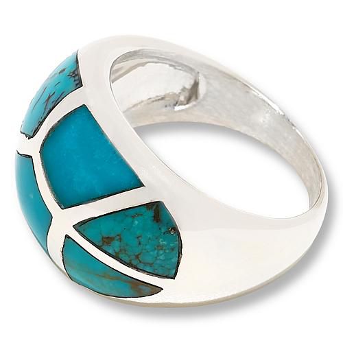 Sterling Silver Kingman Turquoise Inlay Dome Ring