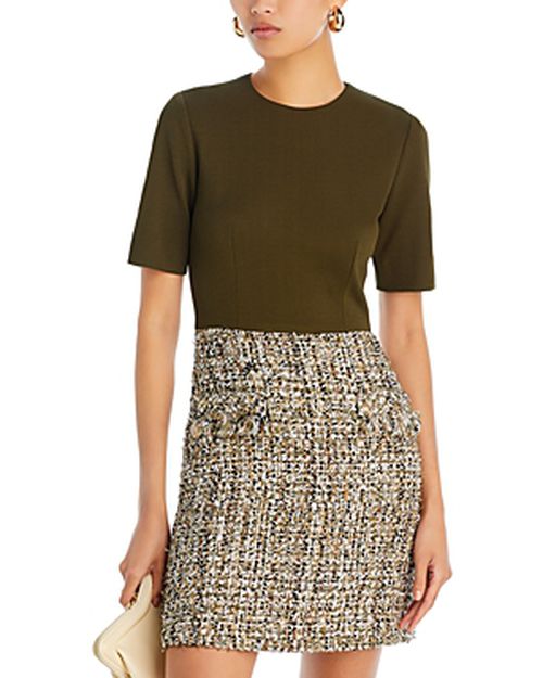 Textured Tweed Jersey Dress