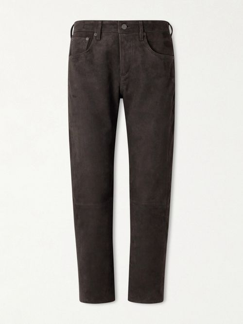 Winslow Suede Straight-leg Pants - Brown