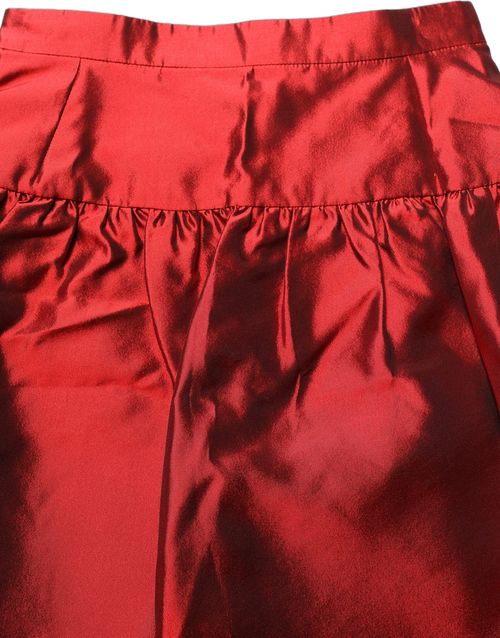 Silk Satin Bubble High-Waist Skirt — Red