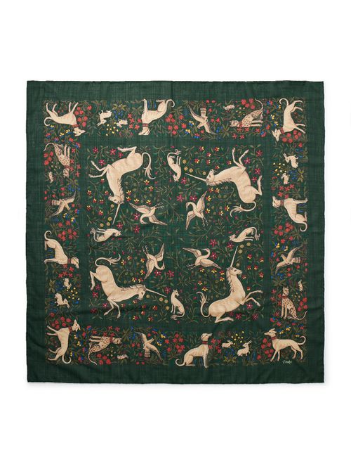 Printed Wool and Silk-Blend Scarf