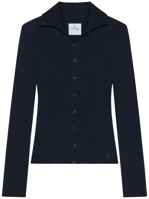 Fine-ribbed cardigan - Blue