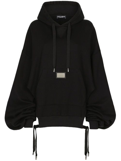 Logo-plaque oversized jersey hoodie - Black