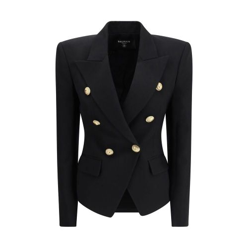 Double-Breasted Wool Blazer — Black