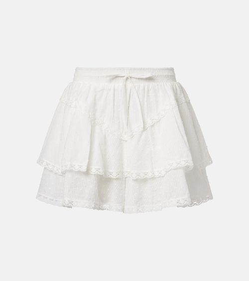 Thia embroidered tiered cotton shorts
