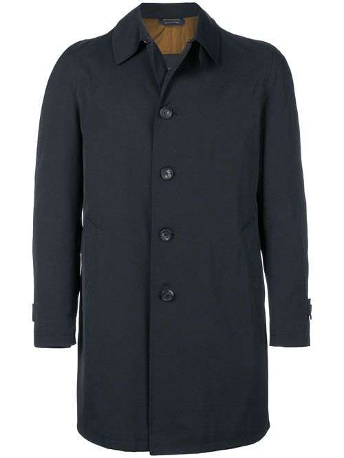 Straight-fit buttoned coat - Black