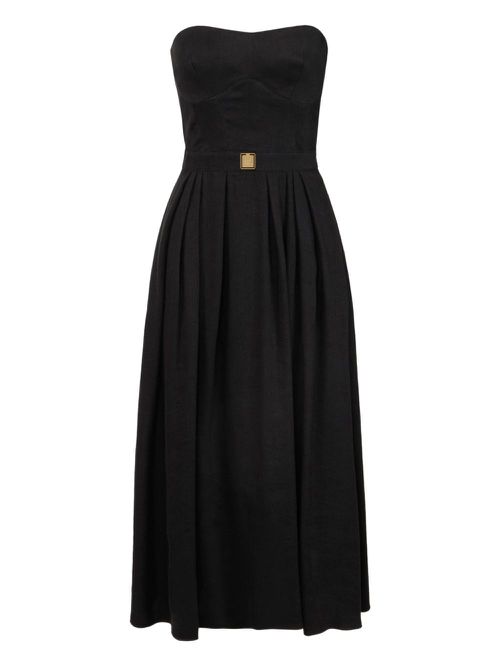 Strapless pleated dress - Black