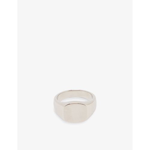 Mens Signet Polished Sterling-Silver Ring