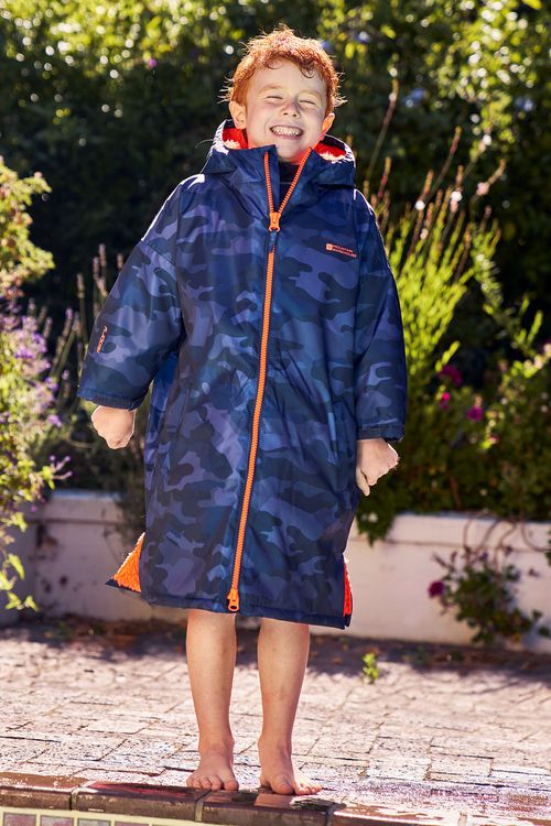 Tidal Printed Kids Waterproof Swim Robe - Dark Blue
