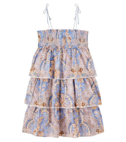 Daylight floral tiered denim dress