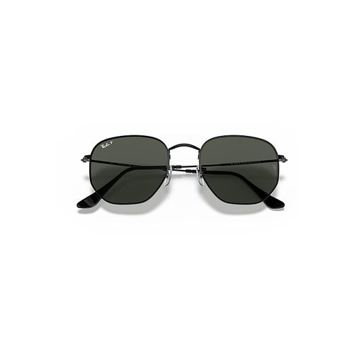 Ray-Ban Hexagonal Flat Lenses Sunglasses Black Frame Green Lenses Polarized 54-21