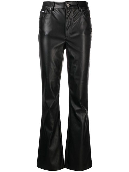 Flared-leg faux-leather trousers - Black