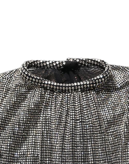Rhinestone-Embellished Bodysuit — Silver