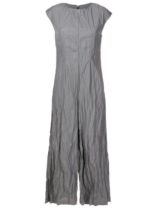 Crinkled-finish wide-leg jumpsuit - Grey