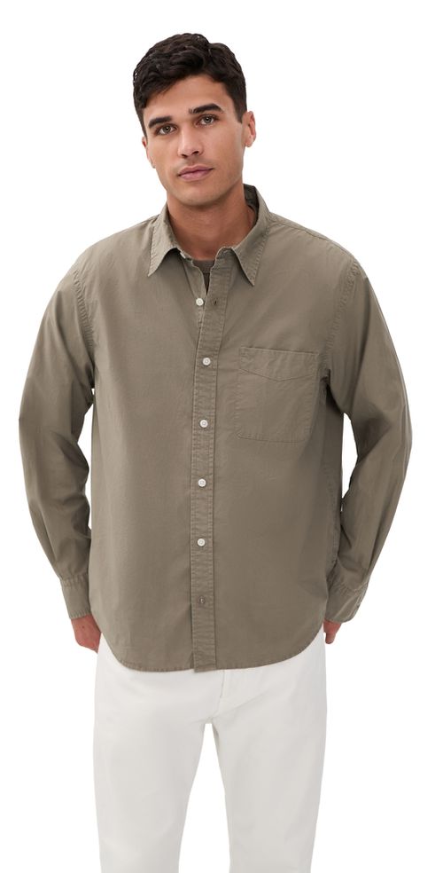 Long Sleeve Poplin Shirt Dark Driftwood