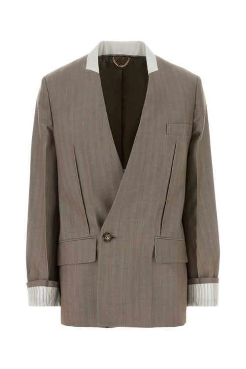 Virgin Wool Oversized Blazer — Beige