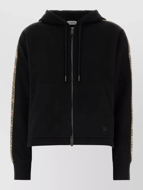 Burberry - cotton hooded sweatshirt kangaroo pocket stripe
