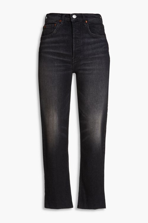 70s cropped faded high-rise straight-leg jeans