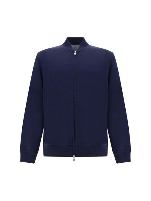 Cotton Zip Sweatshirt — Navy
