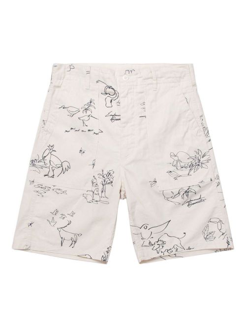 Engineered Garments graphic-print cotton shorts - Neutrals