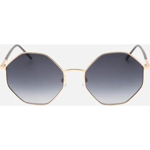 Women's Love Moschino Dark Grey SF Hexagon Lens Rose Gold Sunglasses - Size: ONE size