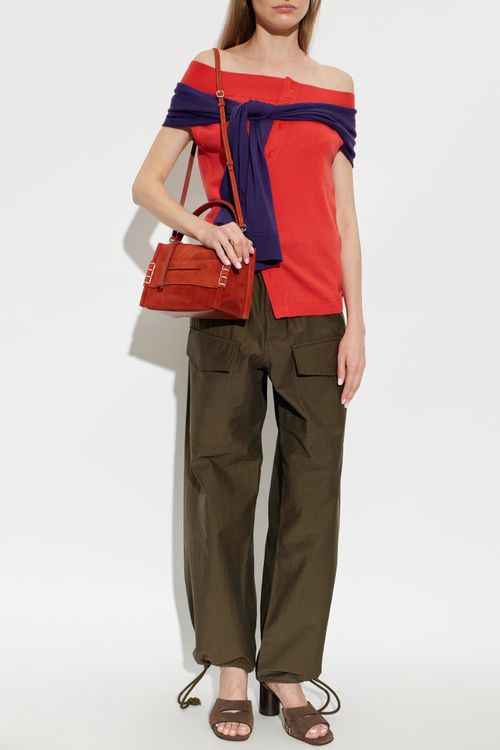 Wool Asymmetric Top, Women's, Red