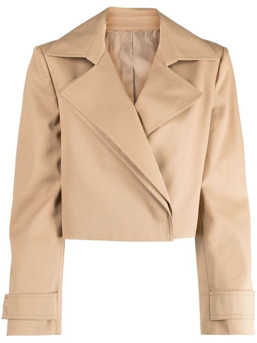 Notched-lapel cropped jacket - Brown