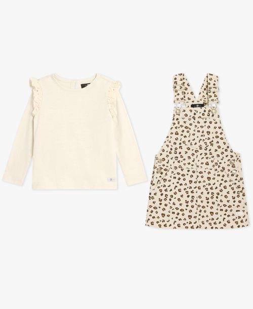 Baby Girls 2-Piece T-Shirt and Jumper Set - Beige