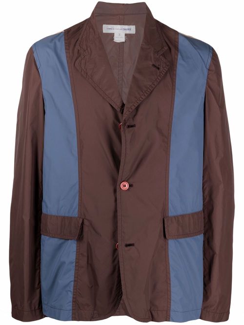 1990s colour-block single-breasted jacket - Brown
